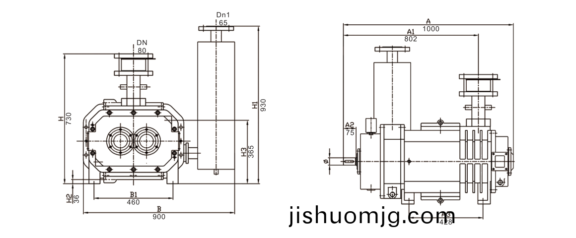 RSP800榦式螺桿真空泵 尺寸圖